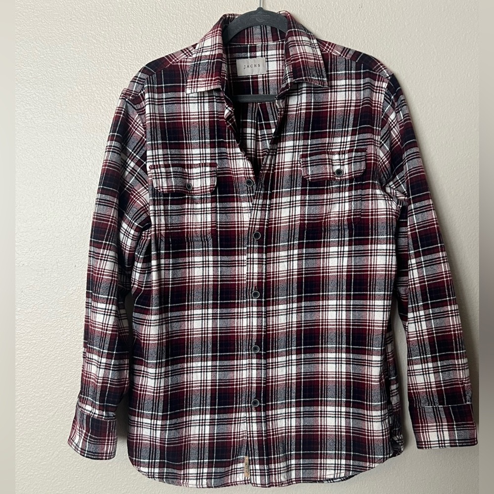 Jachs Cotton Flannel Maroon plaid quality Men’s Size Medium like new lumberjack